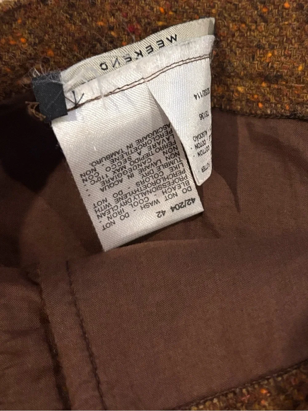 Weekend MaxMara Brown Wool Blend Tweed Pleated A-Line Skirt made in Italy Size 8 - Picture 9 of 9